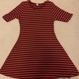 Red Striped Flare Dress